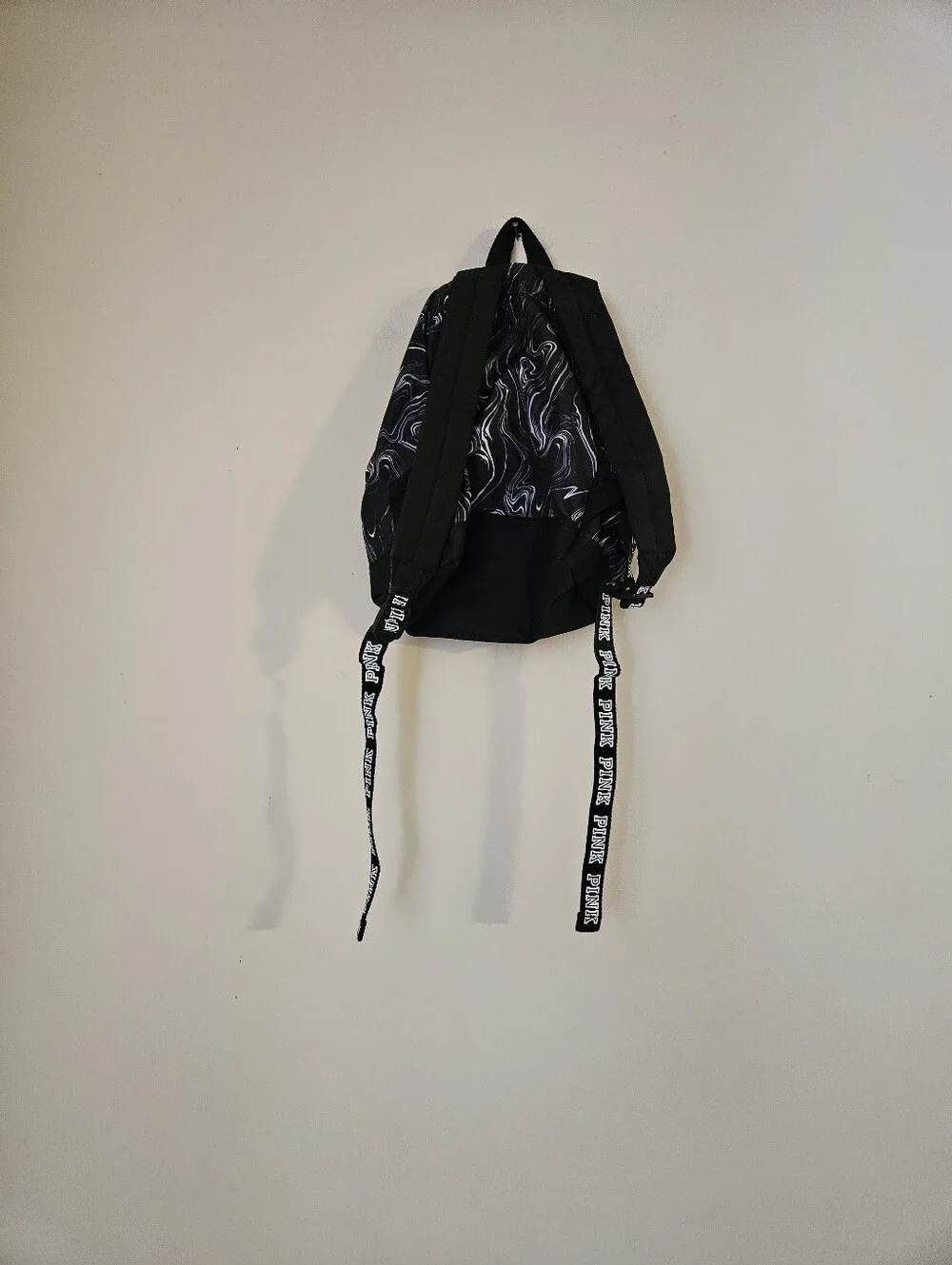 PINK Victoria's Secret Black Marble Logo Backpack, Small